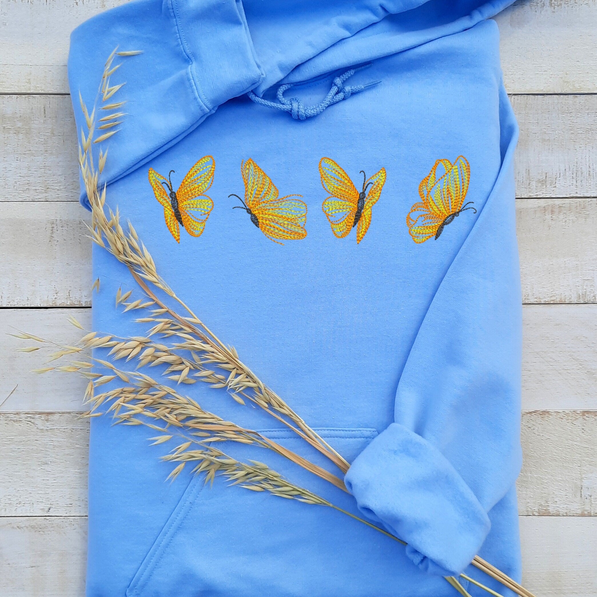 Yellow Butterflies Embroidered Hoodie, Embroidered Butterfly Hoodie, Butterfly Hooded Sweatshirt Unisex, Butterfly Sweater Gift for Her! Yellow Butterflies Embroidered Hoodie, Embroidered Butterfly Hoodie, Butterfly Hooded Sweatshirt Unisex, Butterfly Sweater Gift for Her!